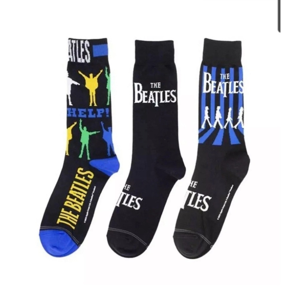 The Beatles Socks Help Abbey Road 3 Pack Mens Shoe Size‎ 7-12 New